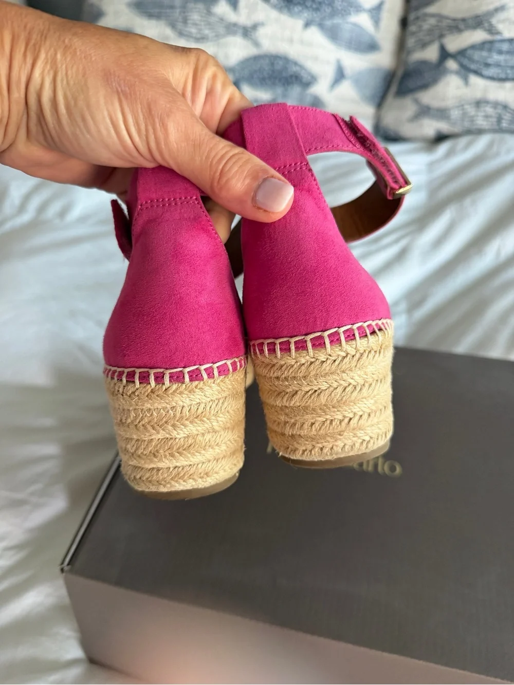 Franco Sarto Pink Espadrille Ankle-Strap Sandals Sz 10